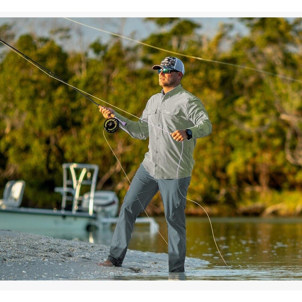 Mossy Oak Long Sleeve Button Down Performance Coolcore Fishing Shirt *BLUE* Lg